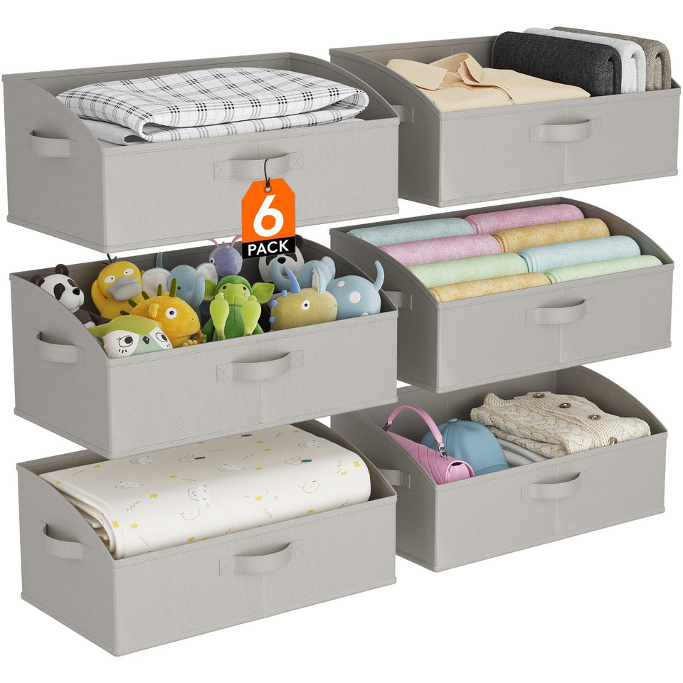 Lifewit extra large trapezoid storage bin front view for easy access.