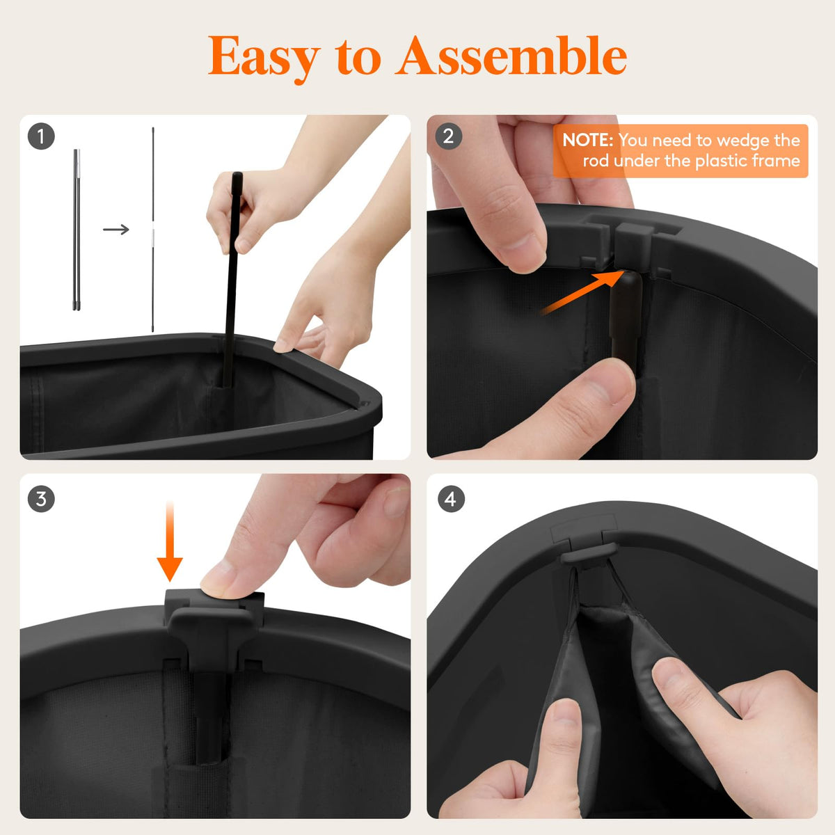 Lifewit foldable tall laundry hamper shows easy setup and space-saving design.
