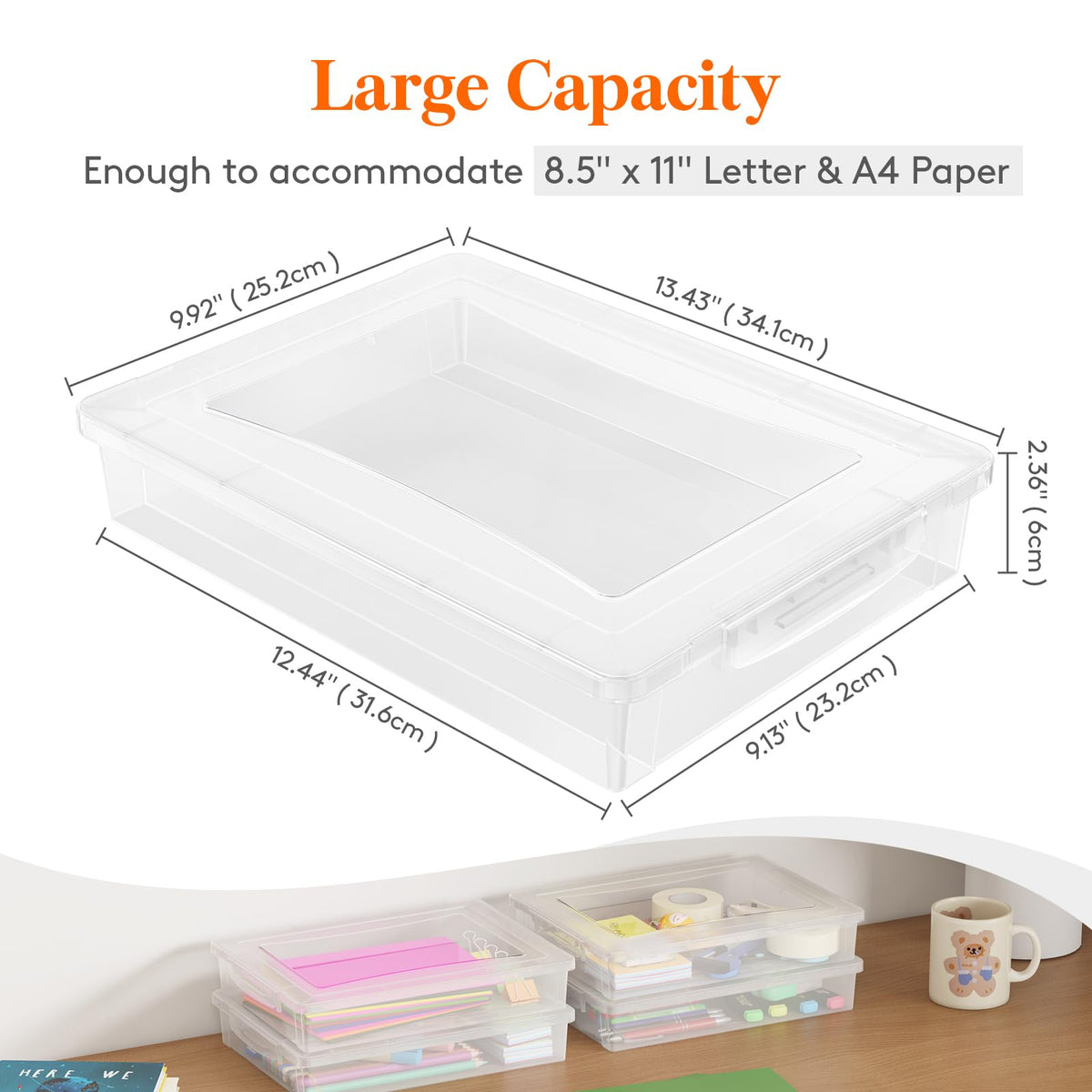 Lifewit four-pack paper organizer with lids closed, secure storage