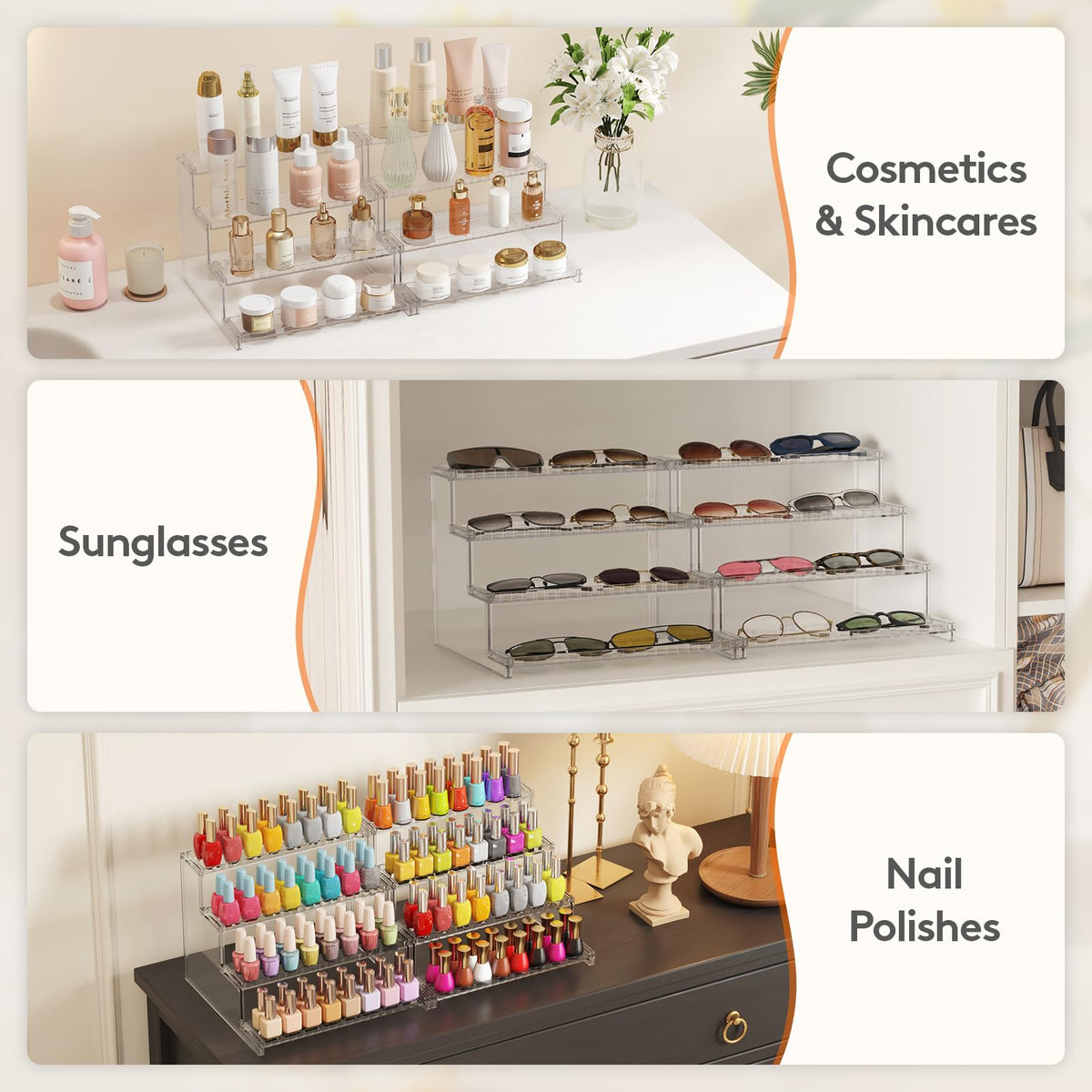 Lifewit versatile storage for cosmetics, skincare and small items on a dresser