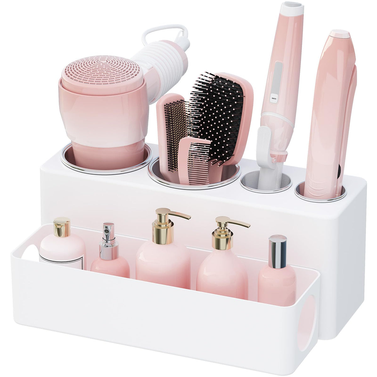 Lifewit hair tool organizer on countertop with dryer holder for clutter-free styling