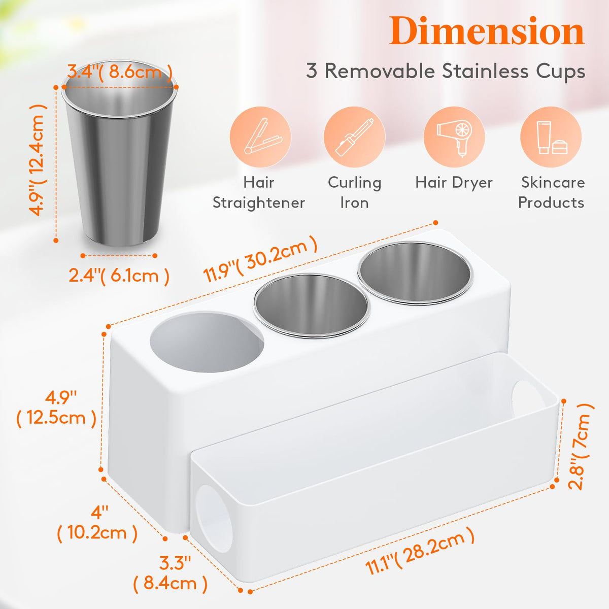 Lifewit hair tool organizer with heat-resistant cups for safe cooling of hot tools.