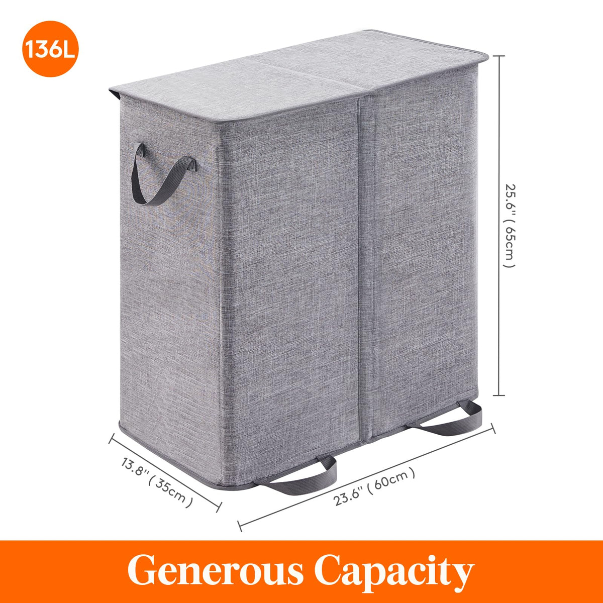Hamper folded flat for compact storage when not in use.