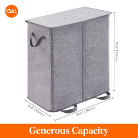 Hamper folded flat for compact storage when not in use.