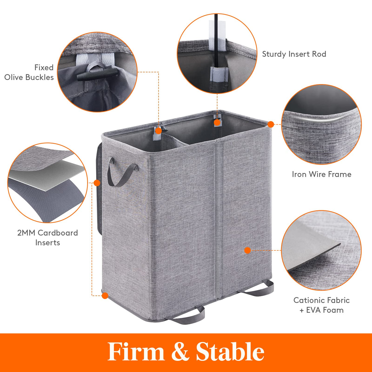 Lifewit hamper with two compartments and removable bags in gray for organized laundry.