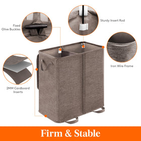Lifewit double-compartment hamper separates darks and lights for easy sorting.
