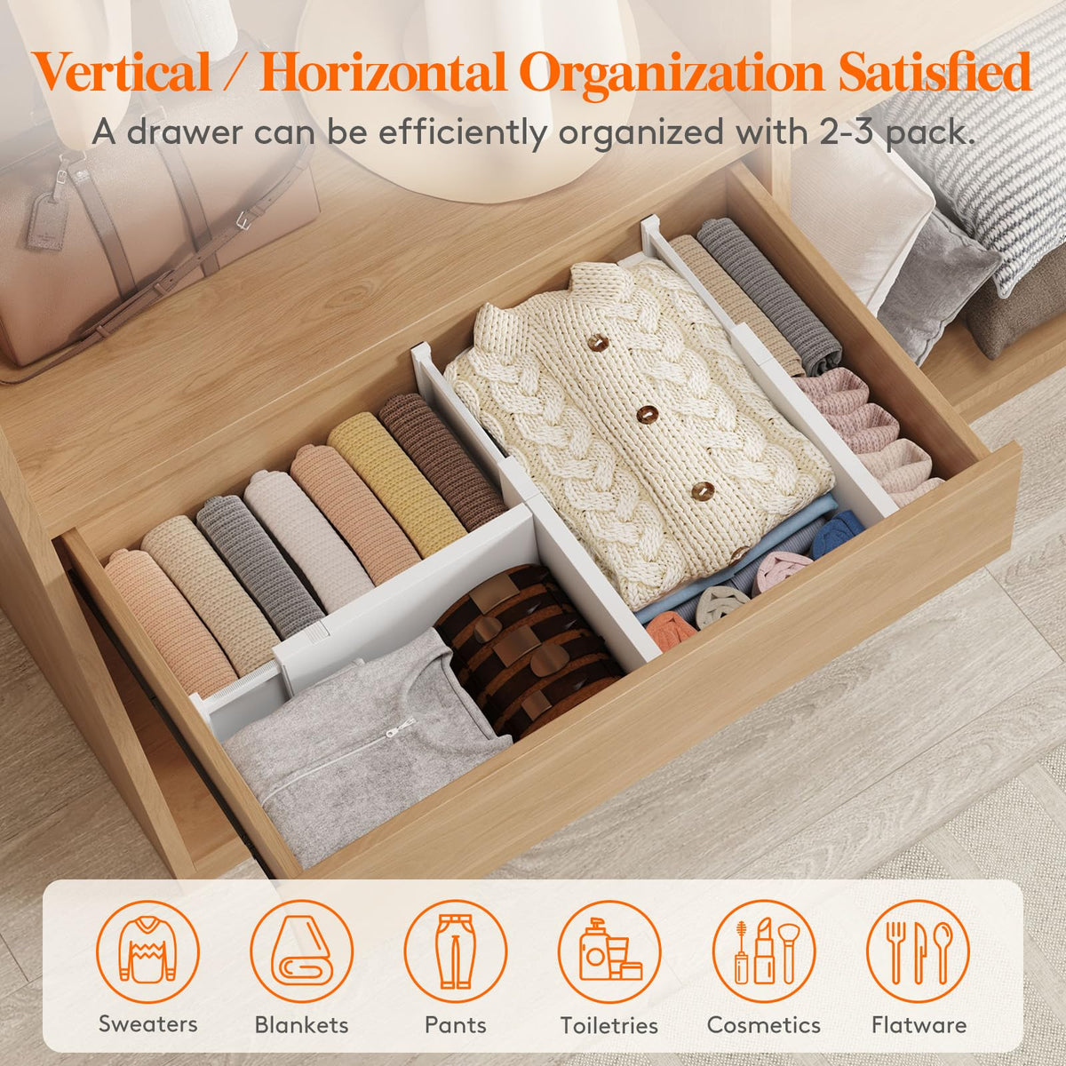 Lifewit kitchen utensils organization in a large drawer.