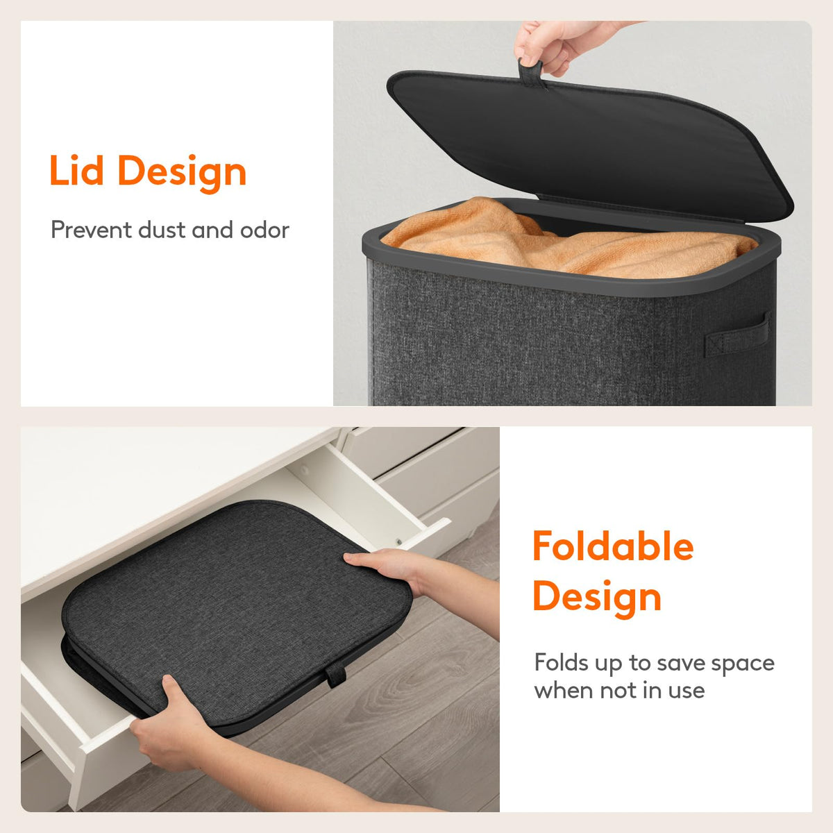 Lifewit 105L capacity fits multiple loads of clothing.