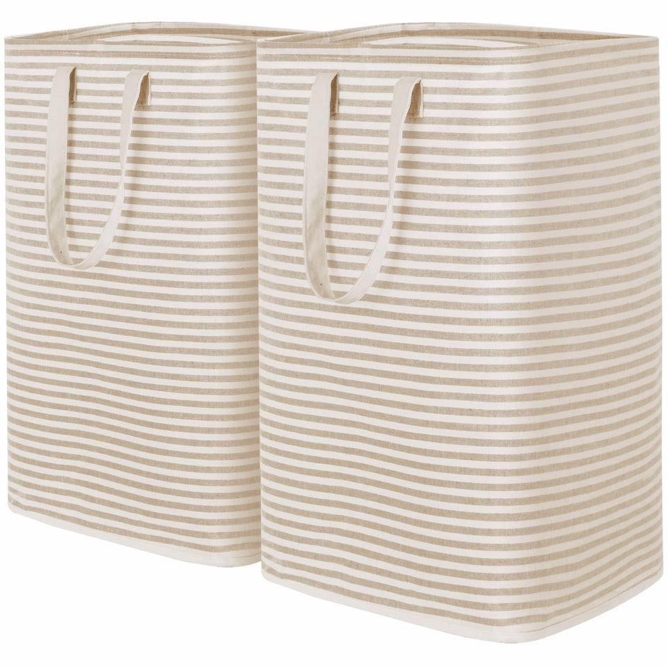 Lifewit 80L two-pack laundry baskets stand upright for easy sorting.