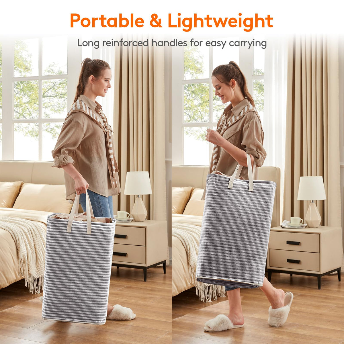 Lifewit laundry basket 80L reinforced handles ready for stairs and travel