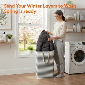 Lifewit laundry basket 80L side view shows reinforced handles for easy carrying