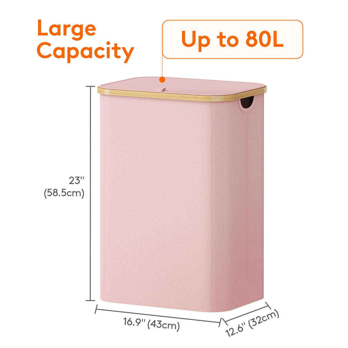 Lifewit 80L capacity with dimensions 16.9 x 12.6 x 23 inches.