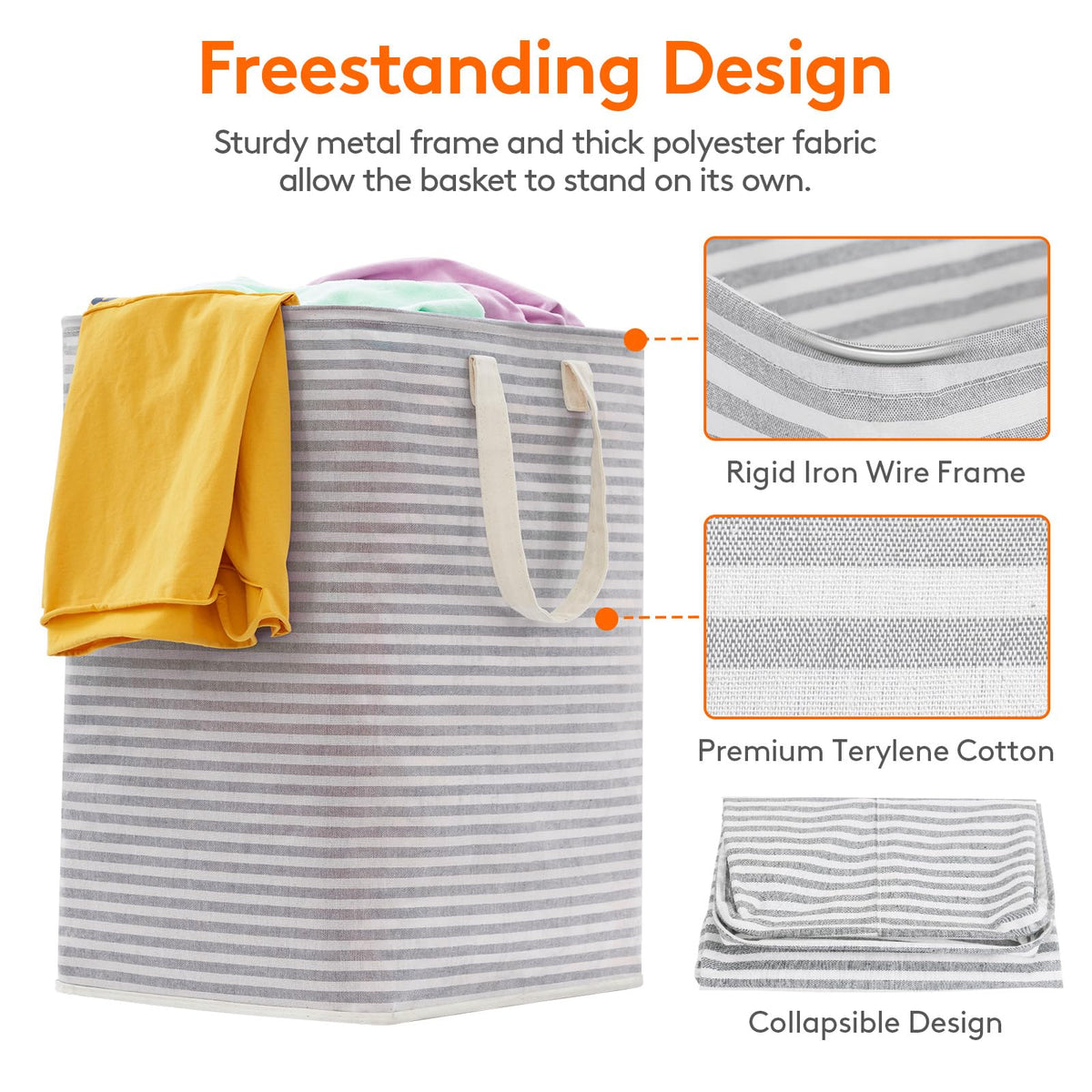 Lifewit laundry basket with reinforced handles for effortless carrying.