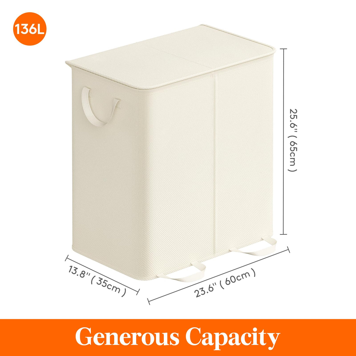 Lifewit 136L capacity holds multiple loads for busy households.