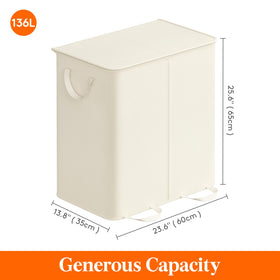 Lifewit 136L capacity holds multiple loads for busy households.
