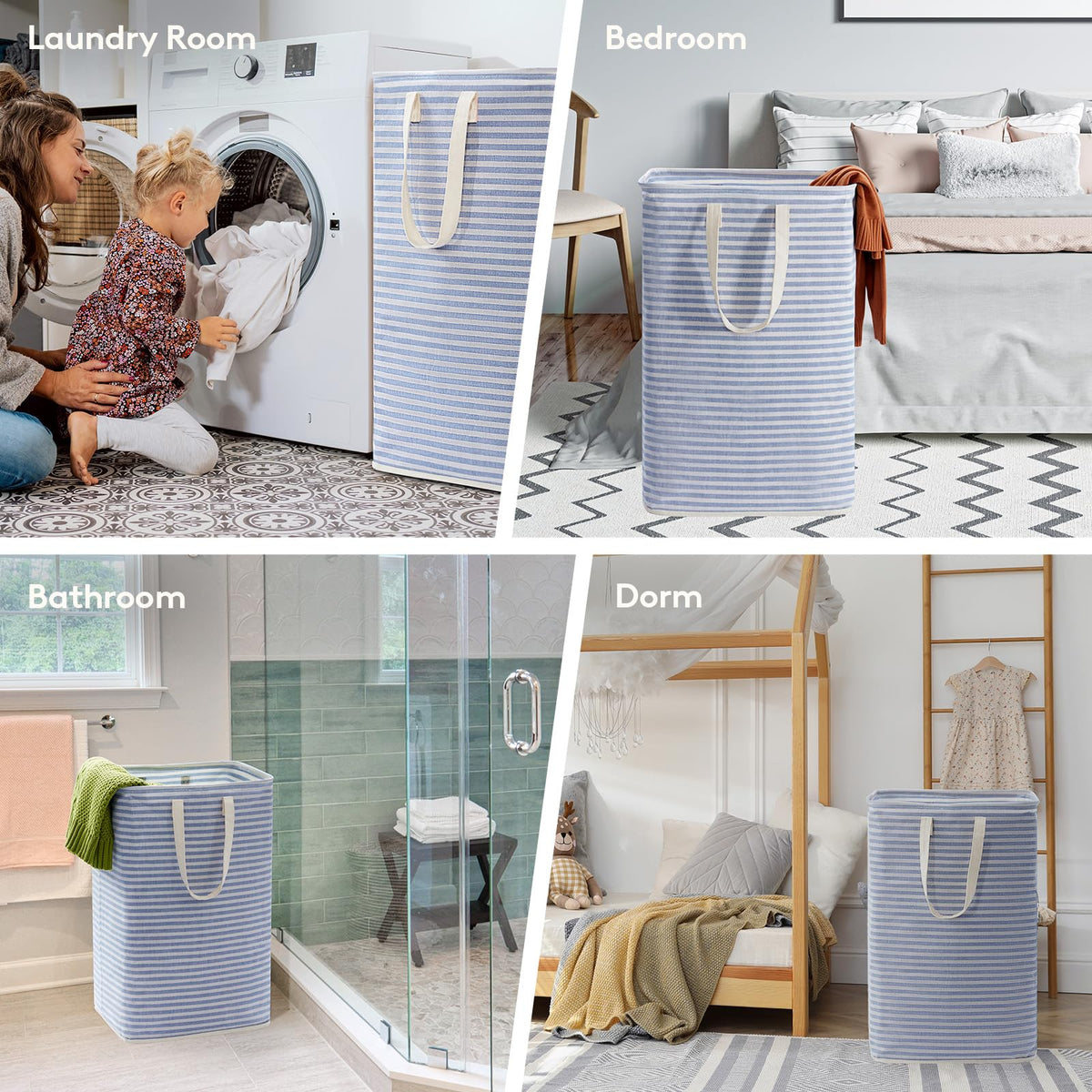 Lifewit laundry hamper with reinforced handles for comfortable one handed carry.