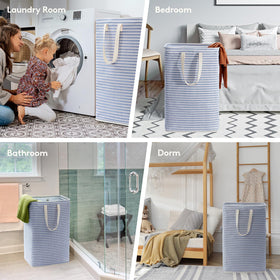 Lifewit laundry hamper with reinforced handles for comfortable one handed carry.