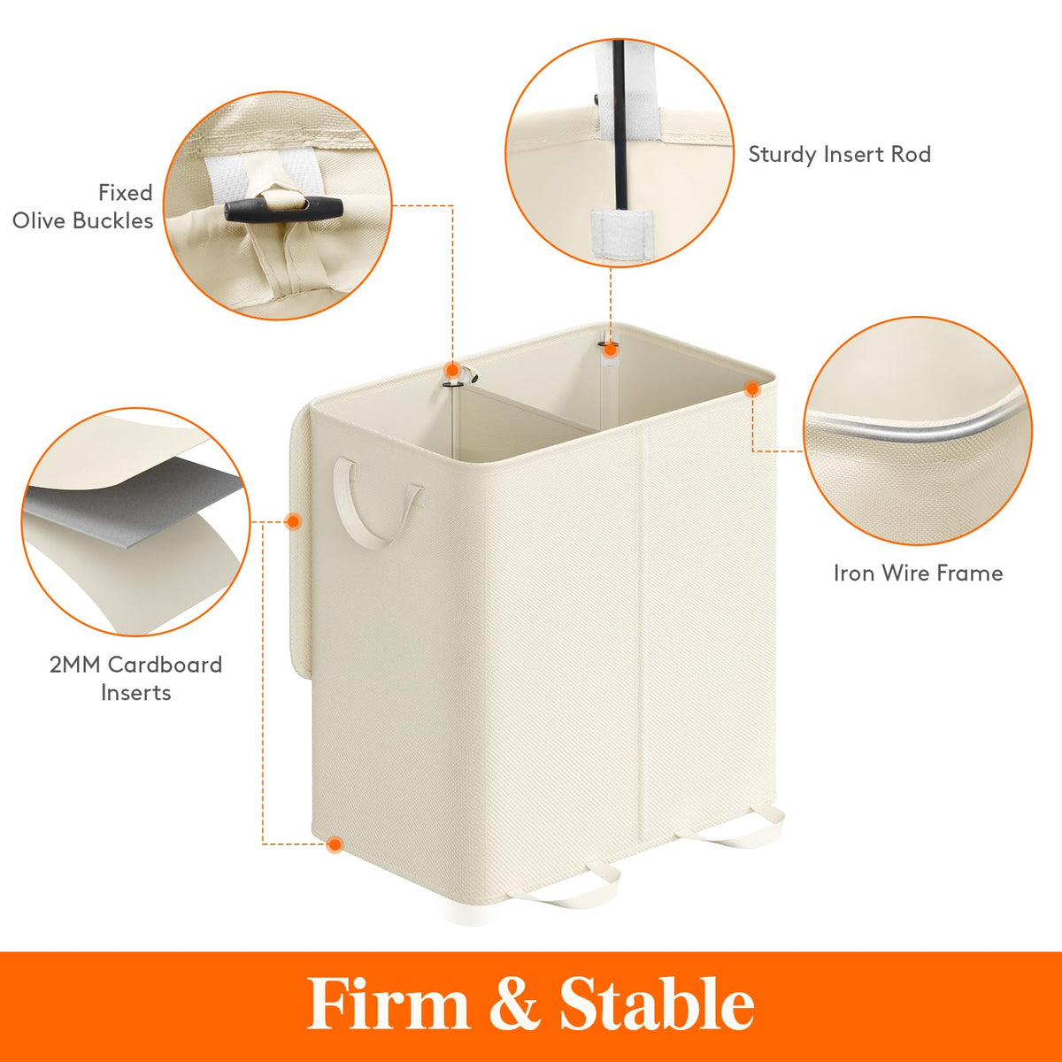 Lifewit two-compartment hamper sorts darks and lights for easy washing.