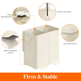 Lifewit two-compartment hamper sorts darks and lights for easy washing.