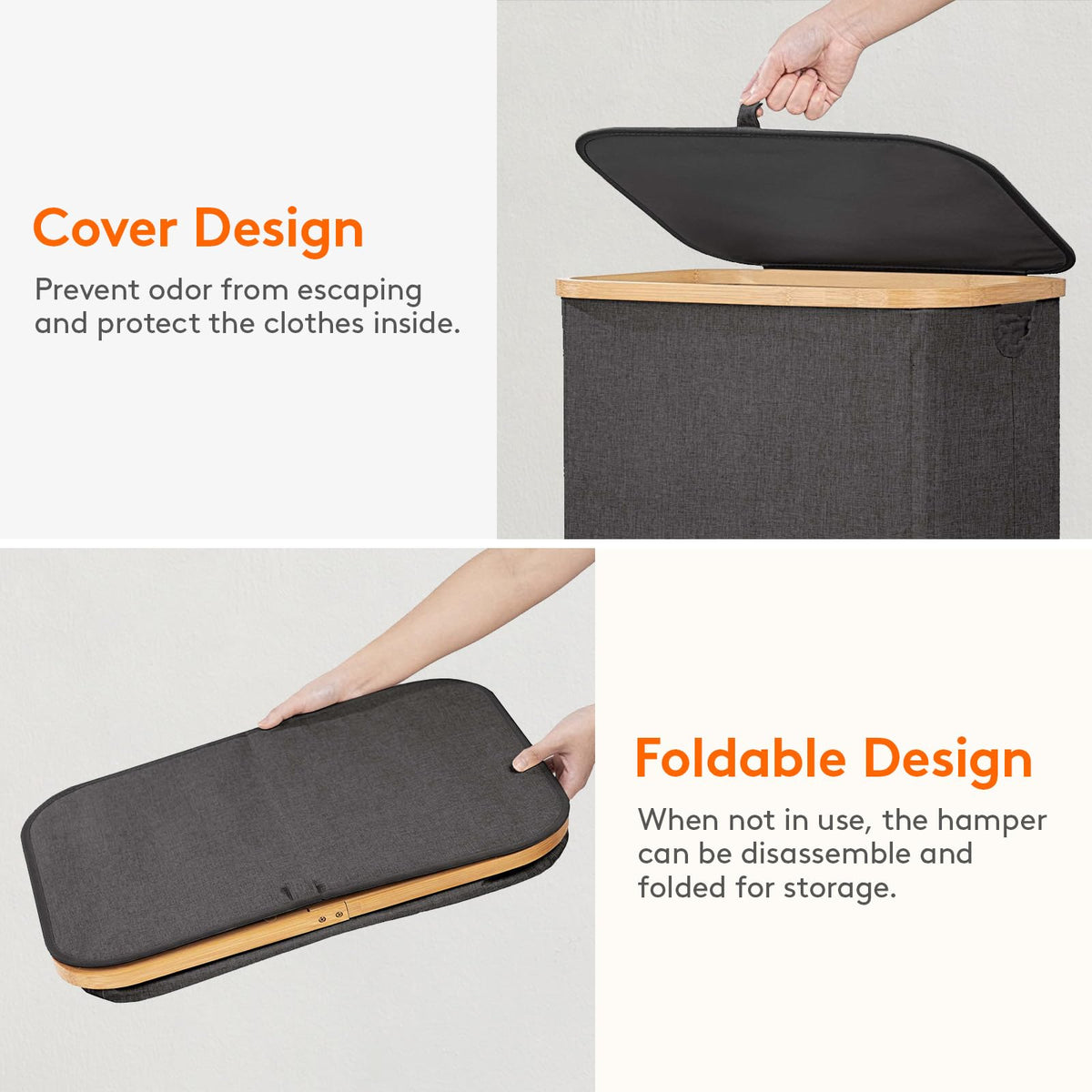 Lifewit lid on the basket helps keep contents discreet and odor-free.