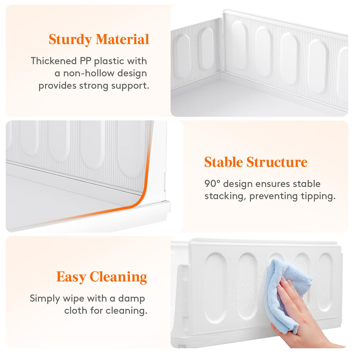 Lifewit durable PP plastic bin set provides sturdy organization