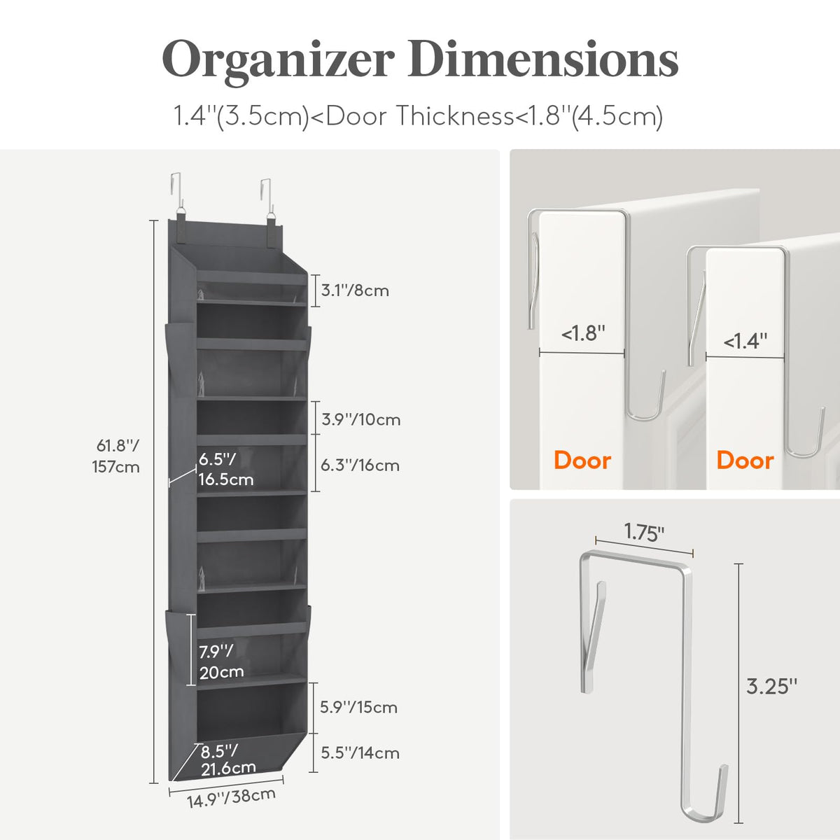 Lifewit organizer side pockets showing extra storage on the sides.