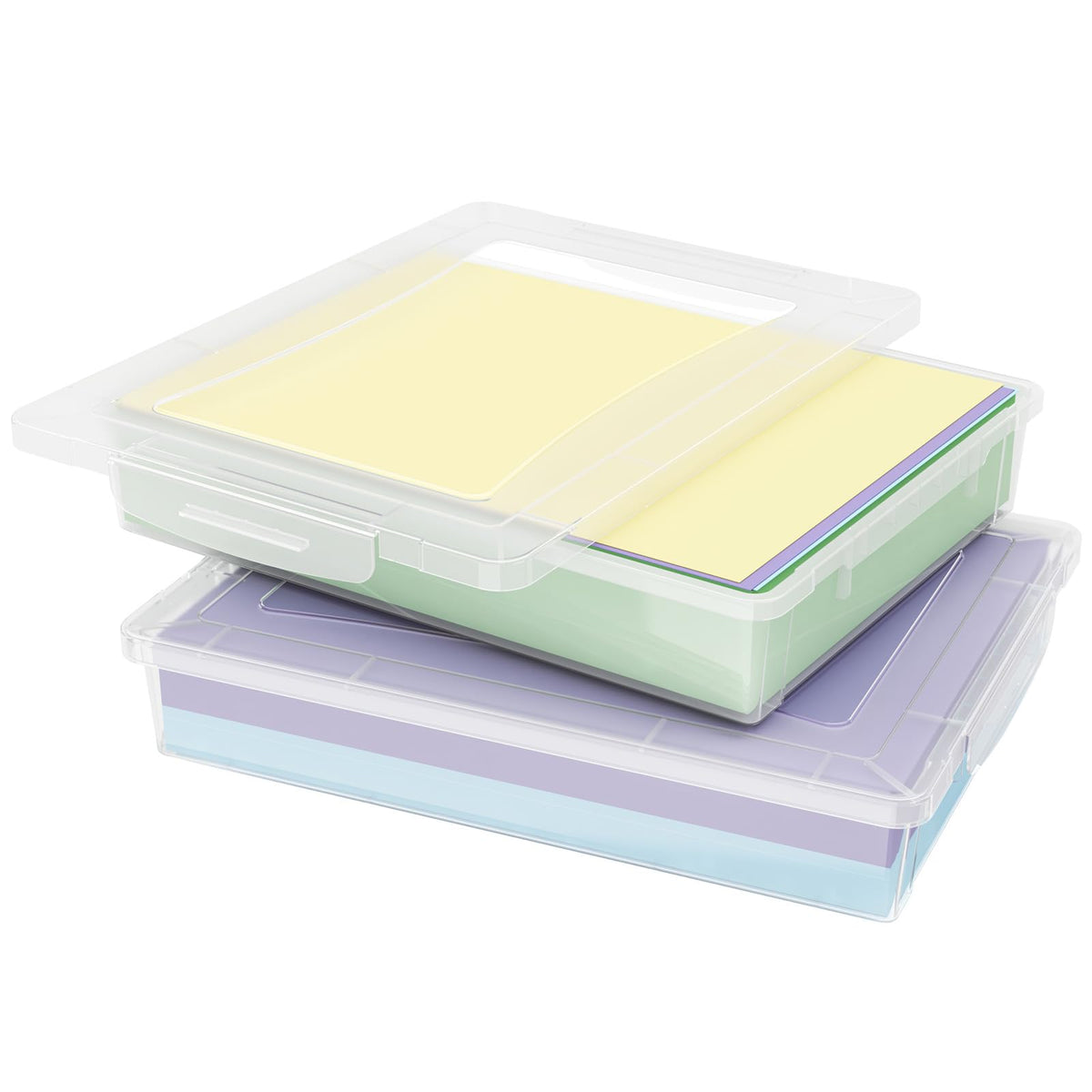 Lifewit 2-pack paper organizer with latching lids shown on a desk, emphasizing secure storage.