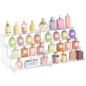 Lifewit perfume organizer with fences displaying fragrances neatly on a vanity