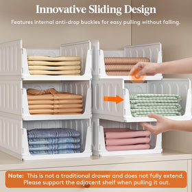 Lifewit plastic sweater storage bin neatly arranged for easy access