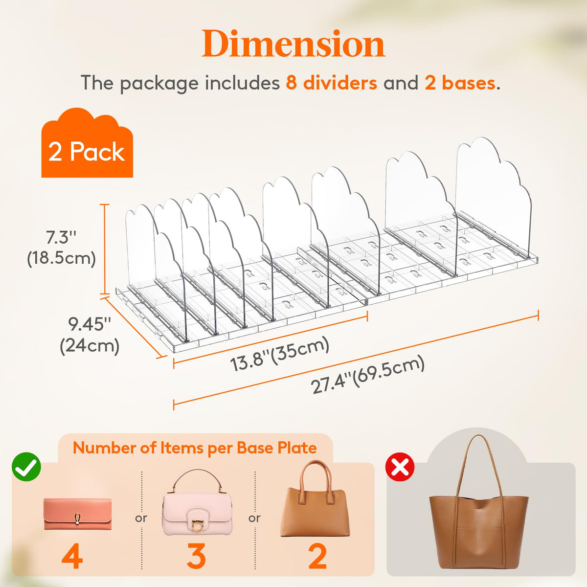 Lifewit purse organizer with eight adjustable dividers for flexible layouts.