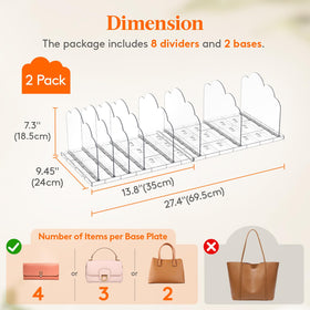 Lifewit purse organizer with eight adjustable dividers for flexible layouts.