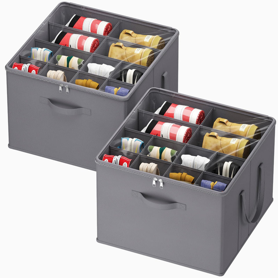 Lifewit shoe storage organizer in gray with foldable design for compact closet storage.