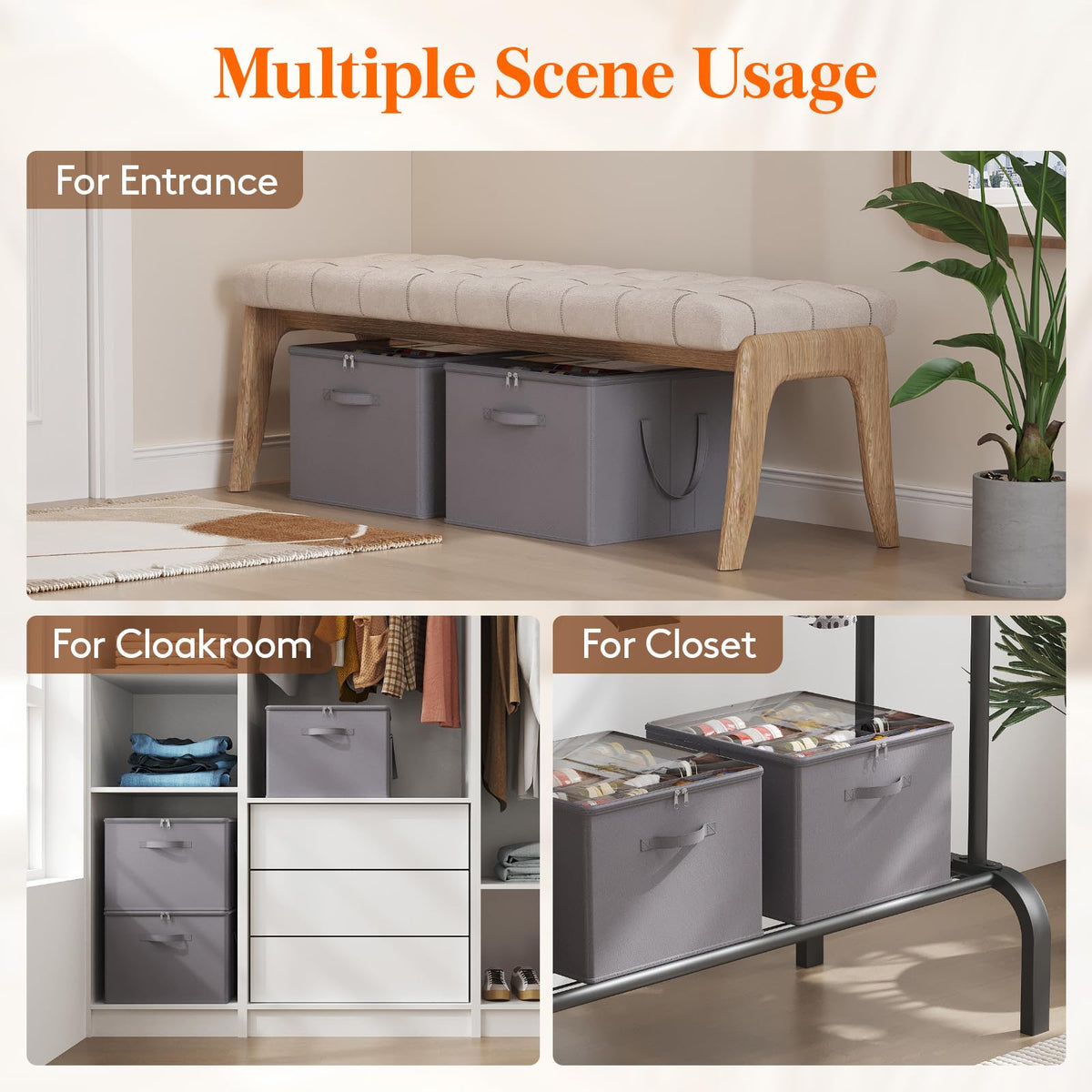 Lifewit two-pack gray shoe storage boxes for wardrobes and entryways.