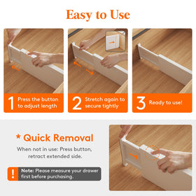 Lifewit drawer divider with silicone end pads protects drawers from scratches