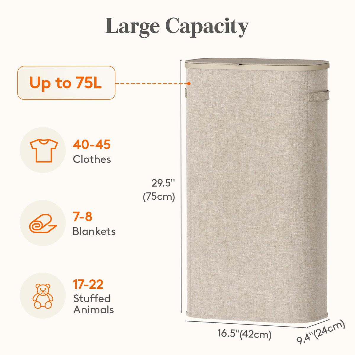 Lifewit narrow-profile basket fits tight closets while holding a full load