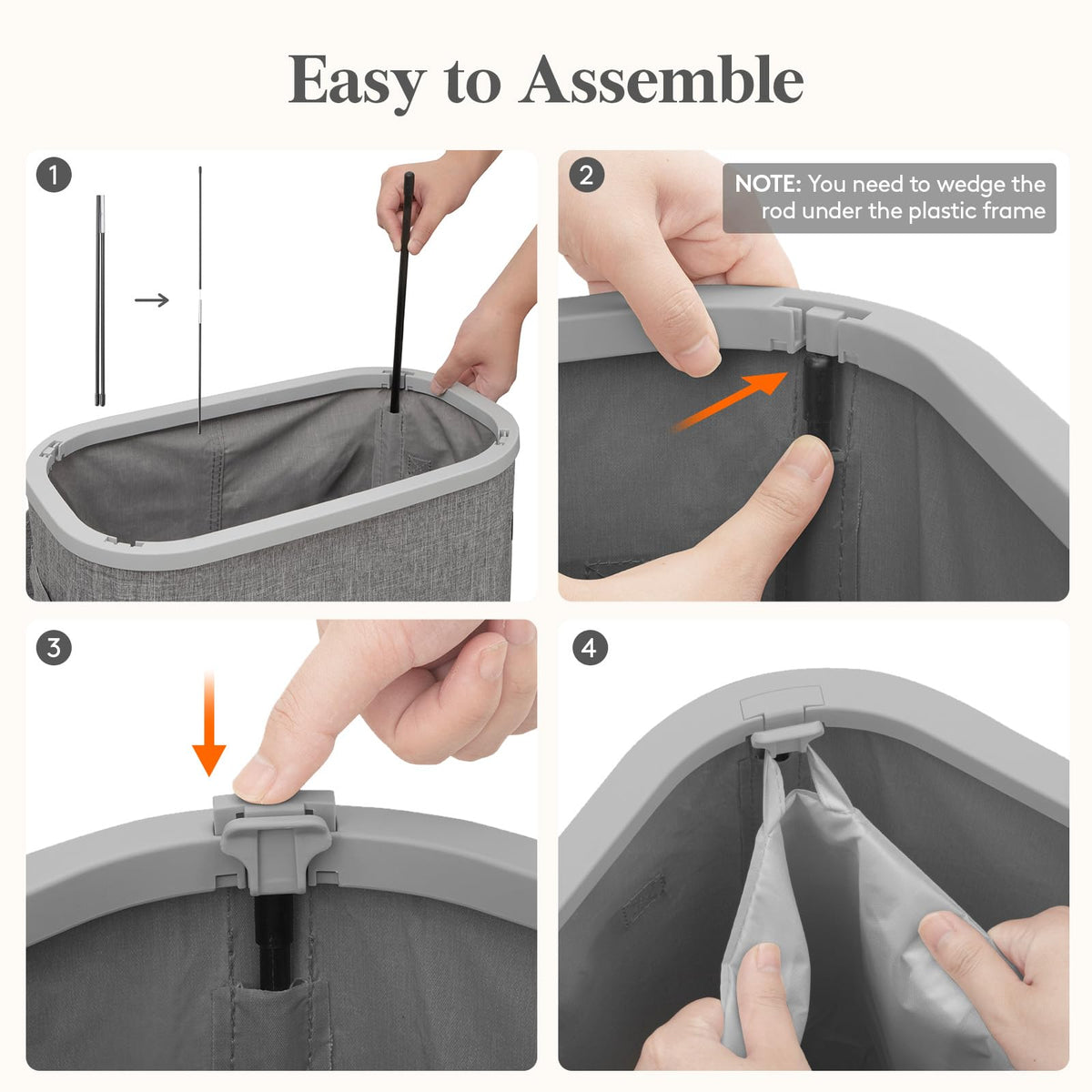 Removable inner bag makes trips to the laundry room hassle-free.