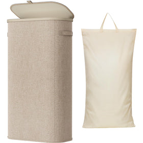 Lifewit Slim Laundry Basket with Lid viewed from front, showcasing compact, space-saving design