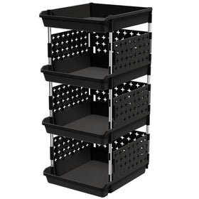 Lifewit stackable baskets front view for quick access to stored items