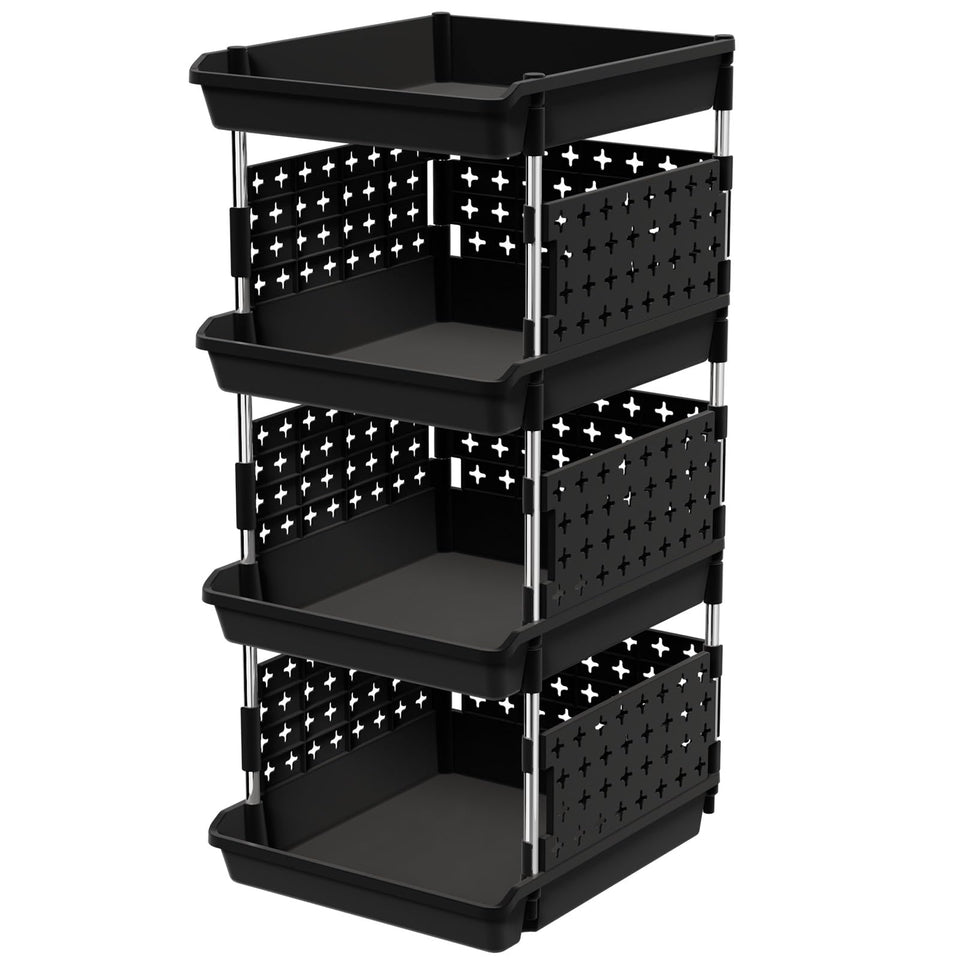 Lifewit stackable baskets front view for quick access to stored items