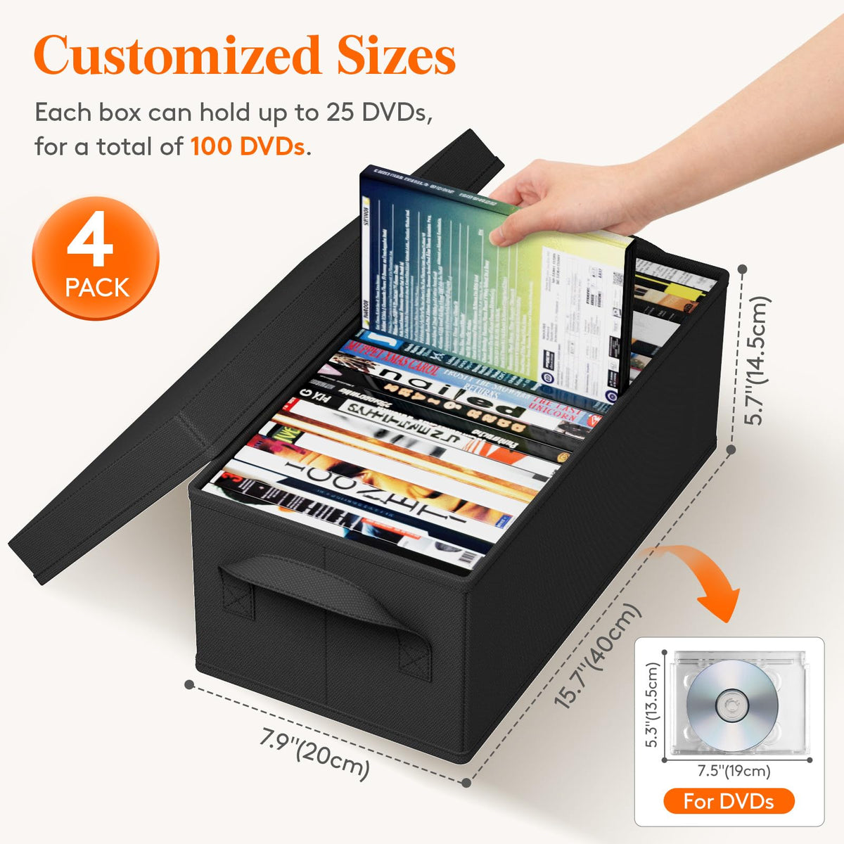 Lifewit stackable DVD boxes save shelf space and organize media.