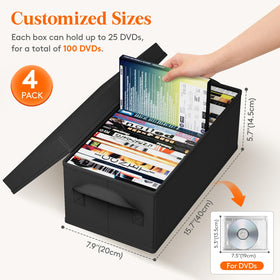 Lifewit stackable DVD boxes save shelf space and organize media.