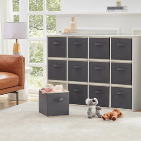 Lifewit 12-pack on living room shelf improves tidiness