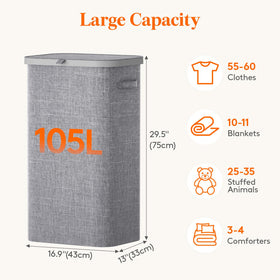 Lifewit sturdy cationic cloth laundry bin supports heavy loads without sagging.