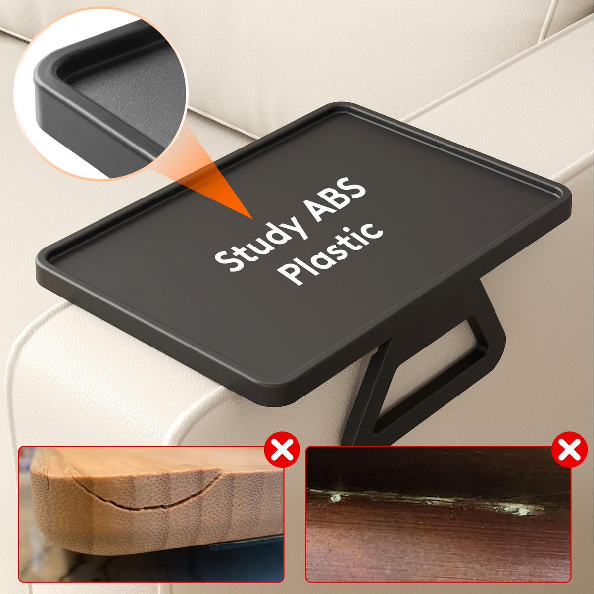 Lifewit 14x9.8 inch tray holds snacks and drinks during TV time.