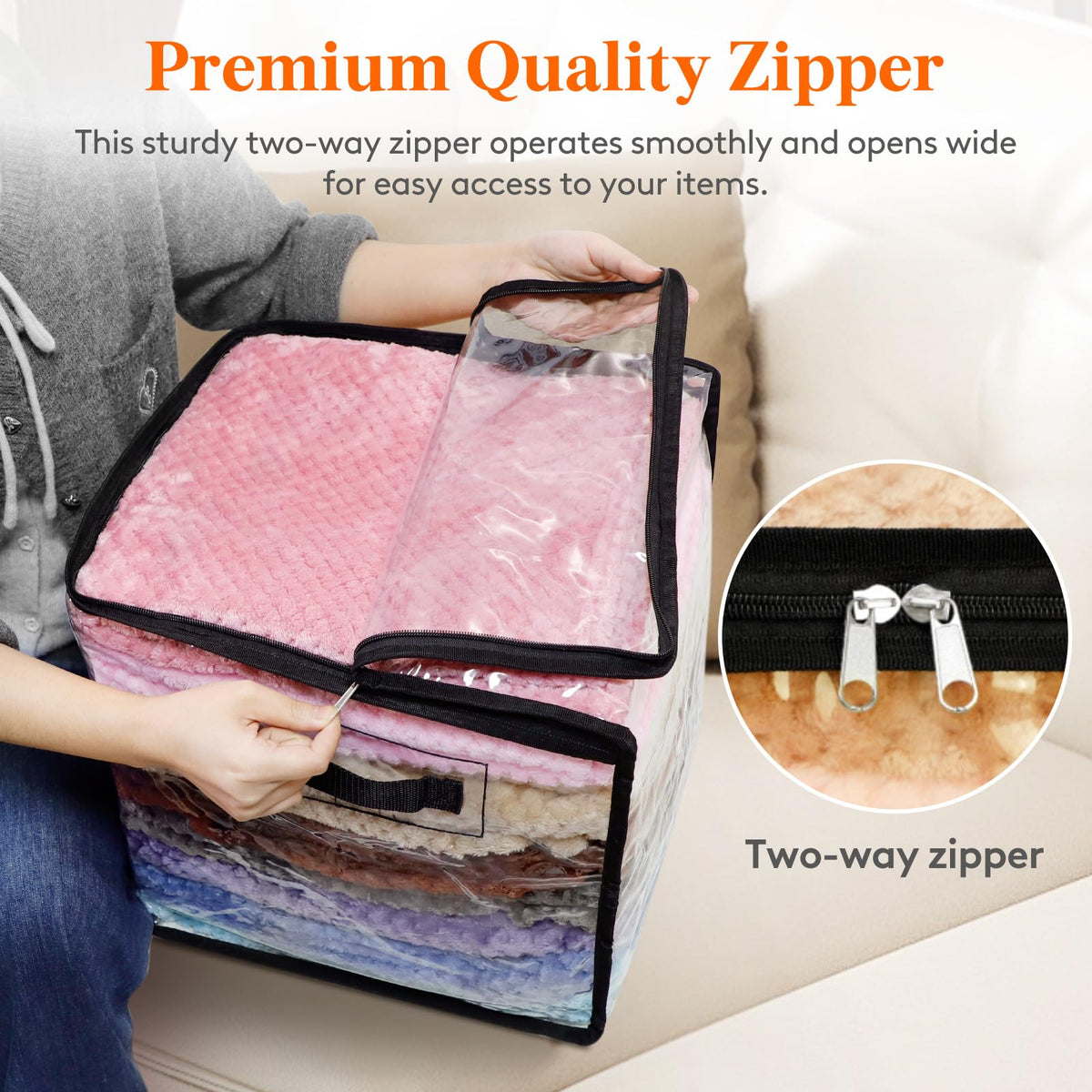 Lifewit premium two-way zipper ensures smooth opening.