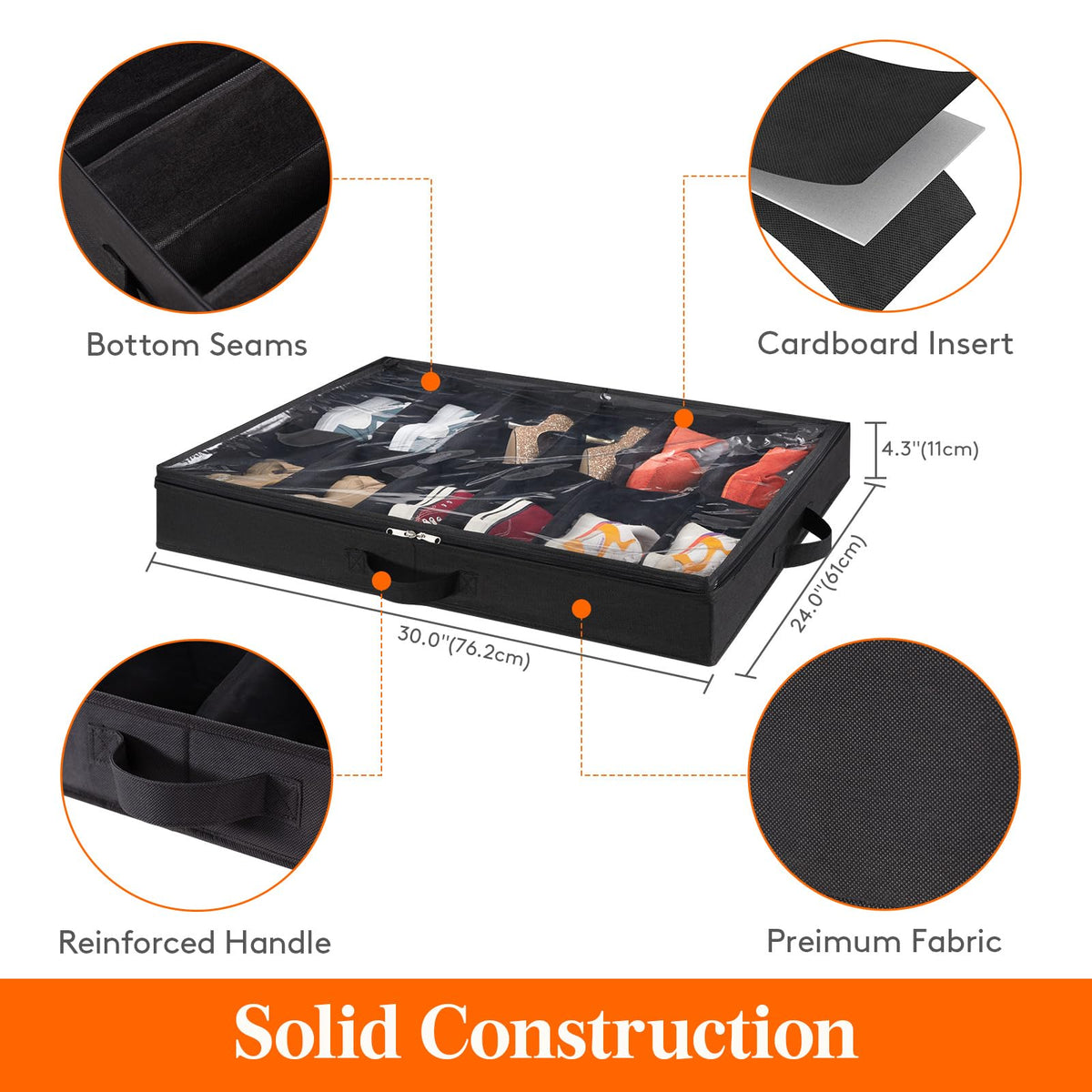 Lifewit under-bed shoe storage 12 cells interior view shows separated compartments