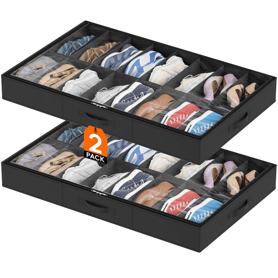 Lifewit under-bed storage front view with clear cover for easy access