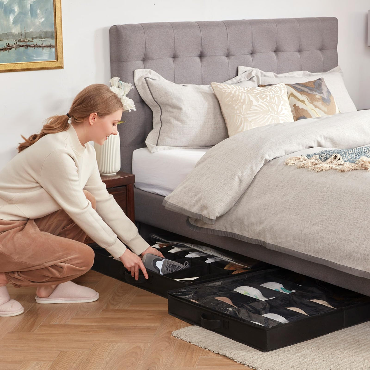 Lifewit easy-pull-out handle design for flexible under-bed placement