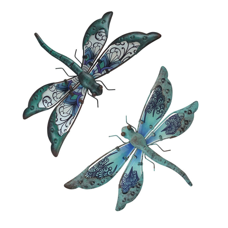 LIFFY glass metal dragonfly wall decor for outdoor spaces, weather-resistant and visually striking.