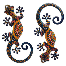 LIFFY metal lizard gecko wall art 2-pack for durable garden décor